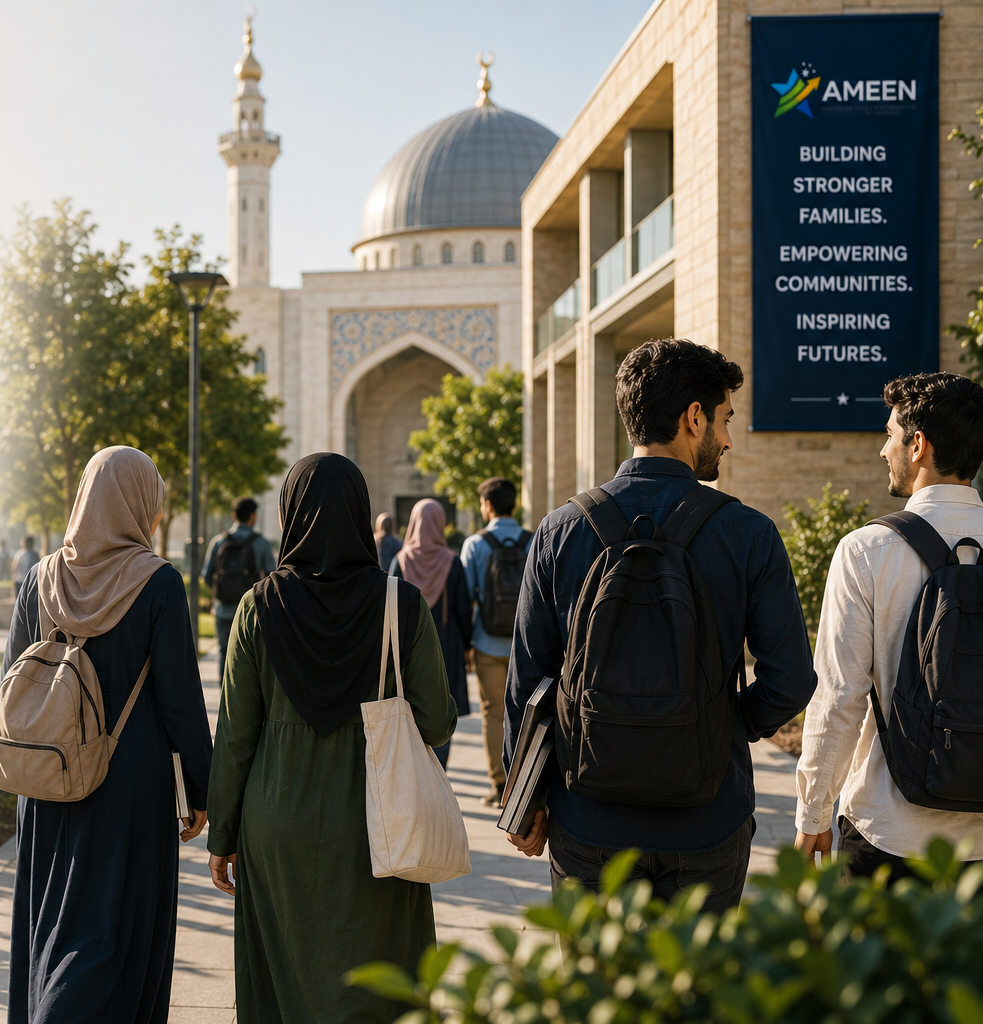 Australian Muslim students walking to the mosque